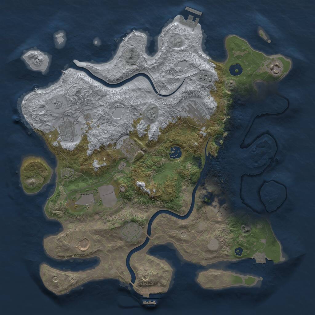 Rust Map: Procedural Map, Size: 3750, Seed: 724244460, 16 Monuments