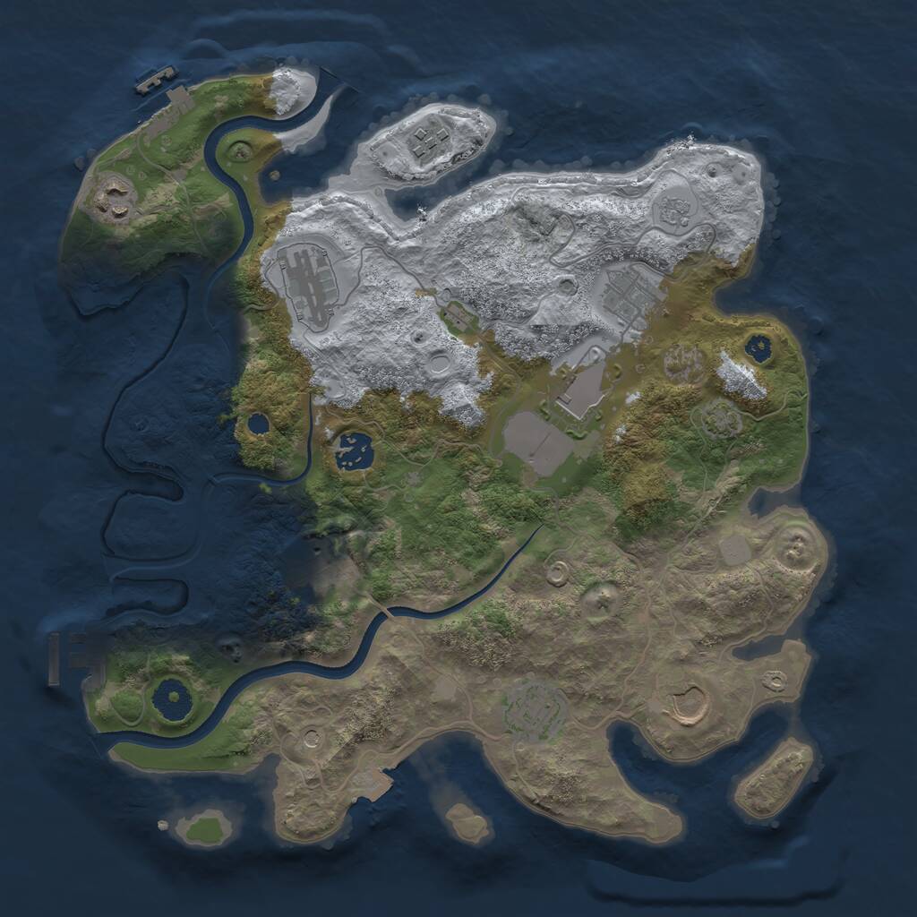 Rust Map: Procedural Map, Size: 3500, Seed: 1549196622, 15 Monuments