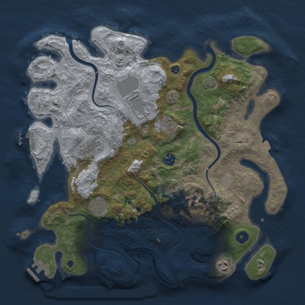 Rust Map: Procedural Map, Size: 3750, Seed: 6033375, 14 Monuments