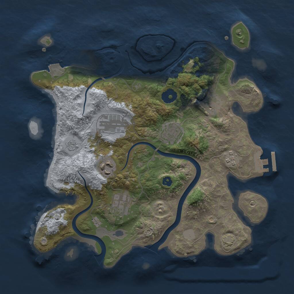 Rust Map: Procedural Map, Size: 3000, Seed: 2498, 10 Monuments