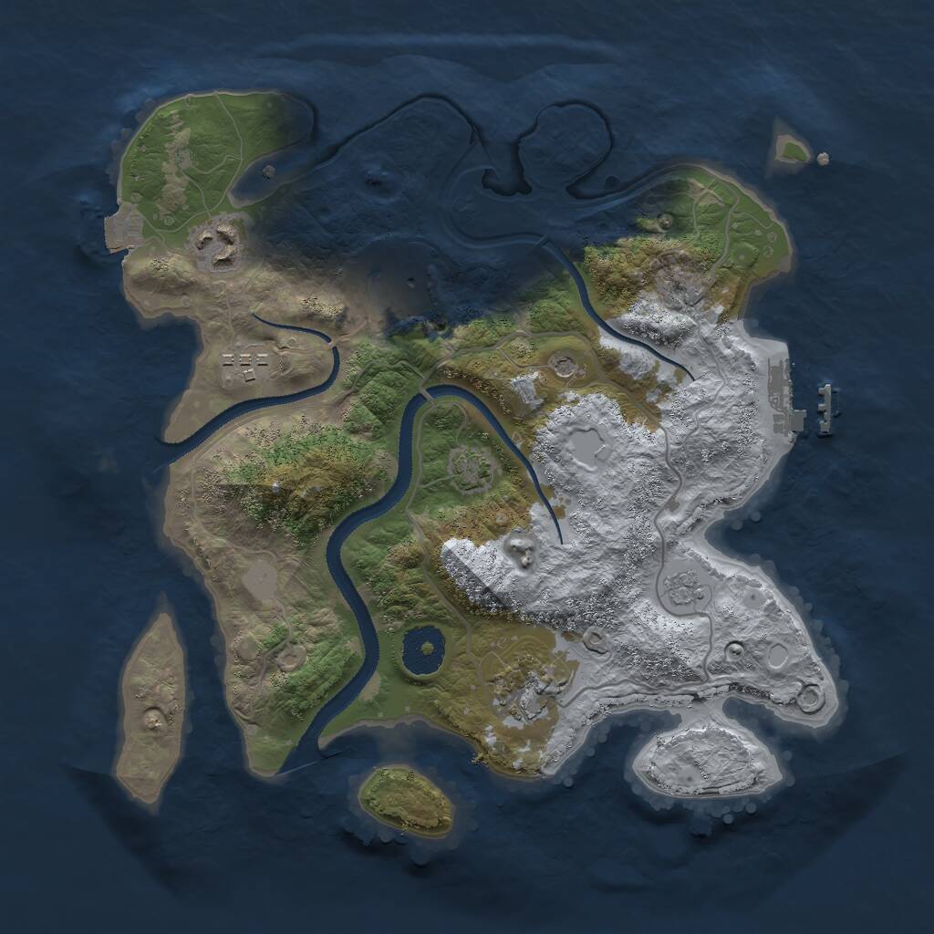 Rust Map: Procedural Map, Size: 3000, Seed: 421719506, 9 Monuments