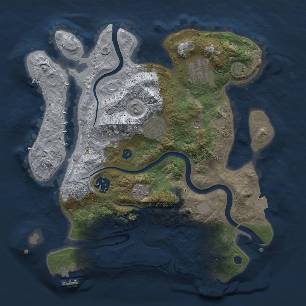 Rust Map: Procedural Map, Size: 3000, Seed: 1837561200, 9 Monuments