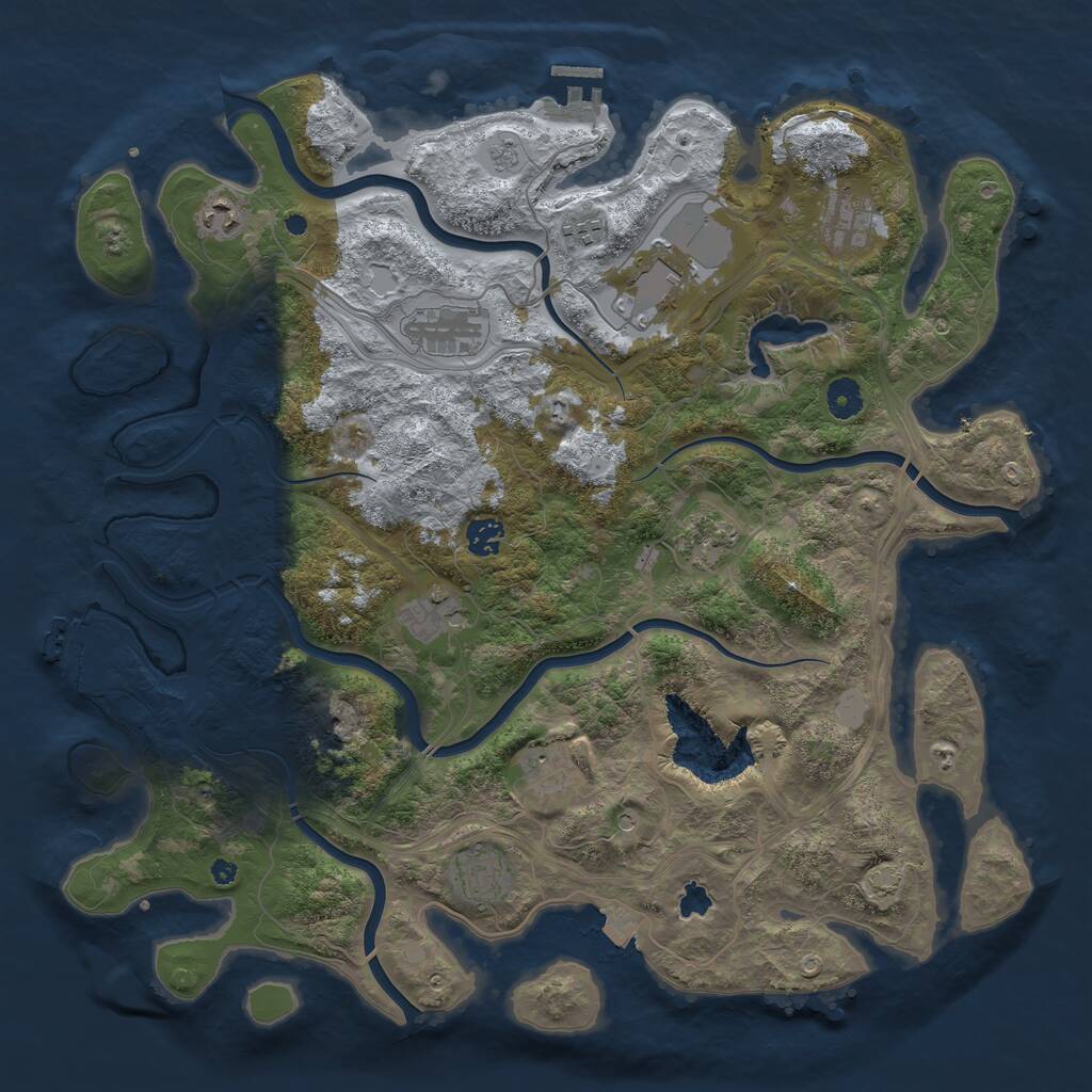 Rust Map: Procedural Map, Size: 4250, Seed: 195951578, 16 Monuments