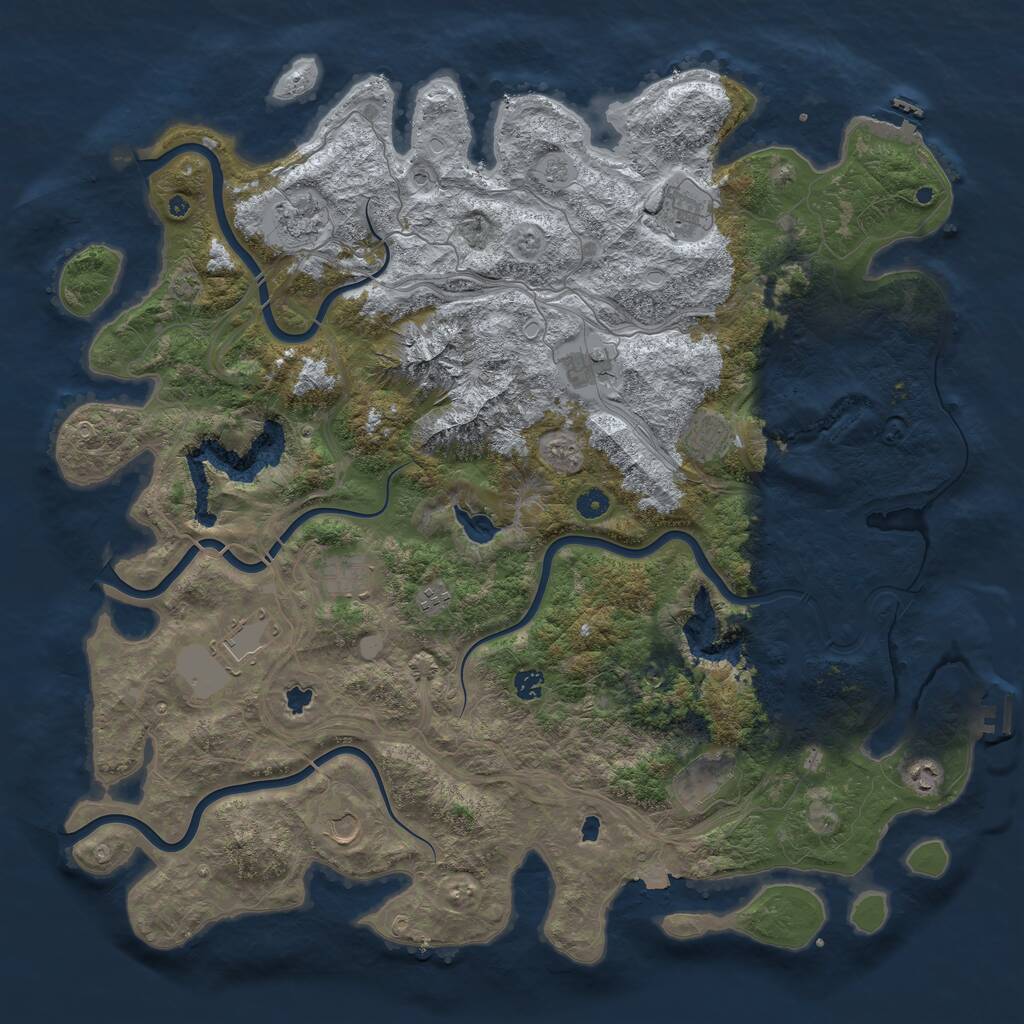 Rust Map: Procedural Map, Size: 5000, Seed: 73936816, 17 Monuments