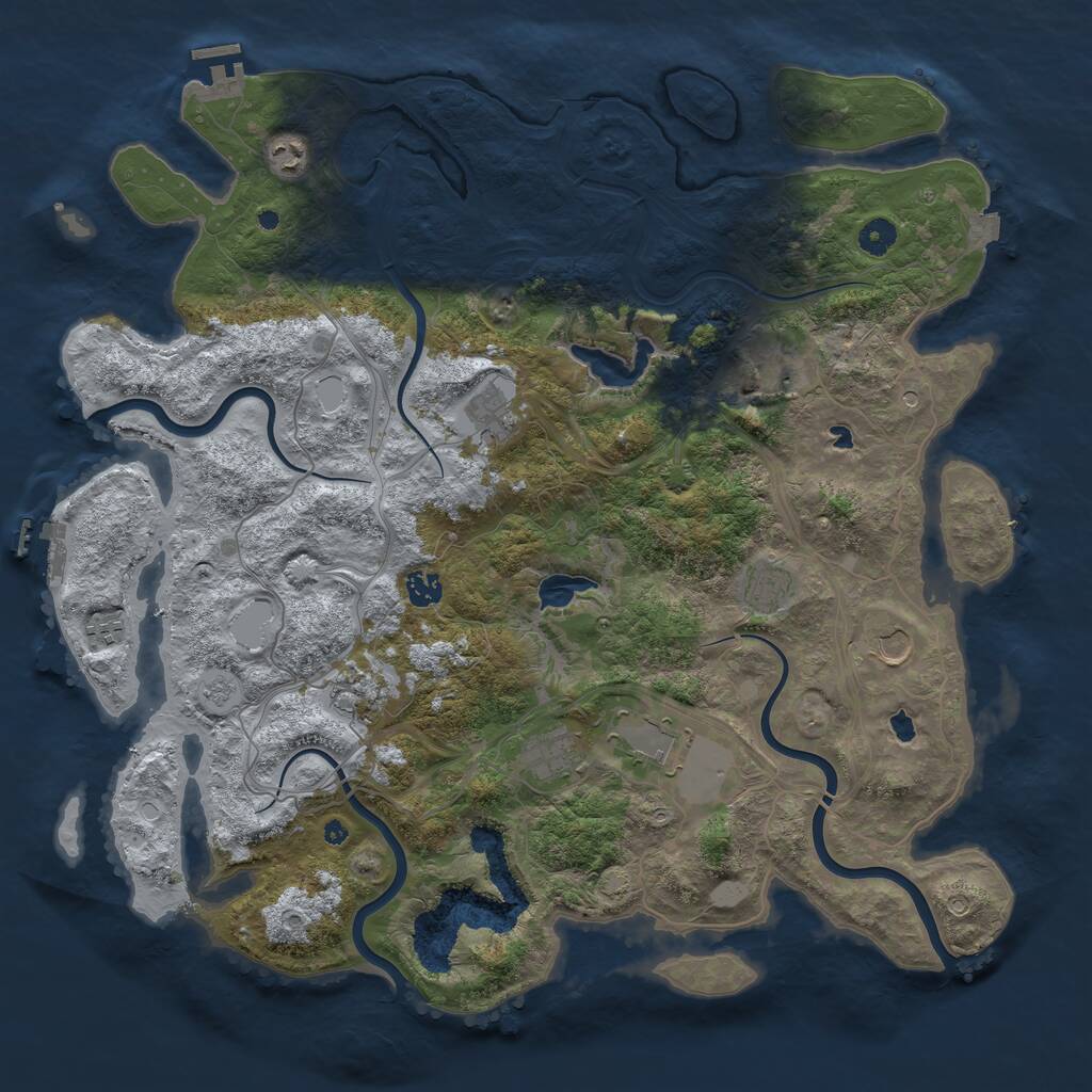 Rust Map: Procedural Map, Size: 4500, Seed: 511057477, 16 Monuments