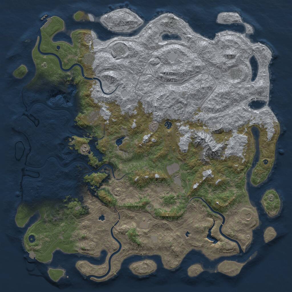 Rust Map: Procedural Map, Size: 6000, Seed: 86575309, 17 Monuments