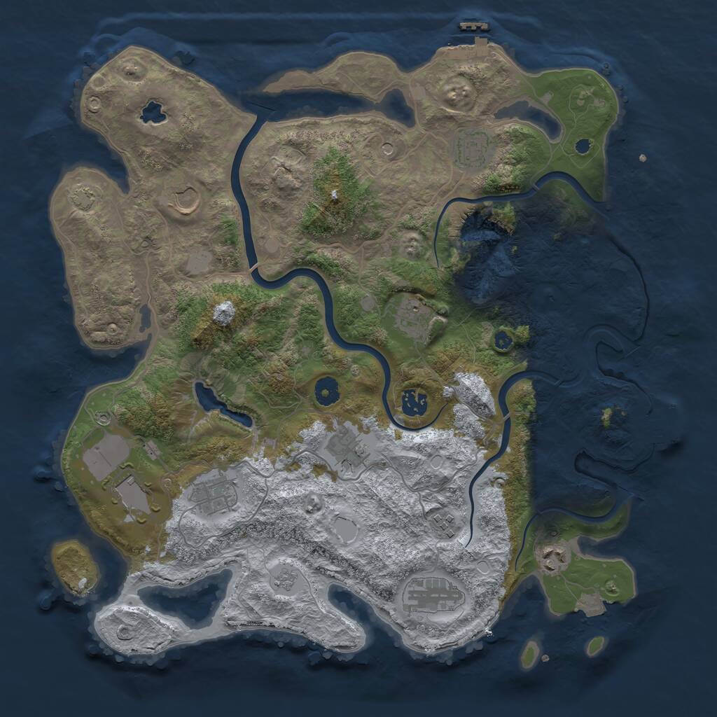 Rust Map: Procedural Map, Size: 4000, Seed: 9012, 16 Monuments