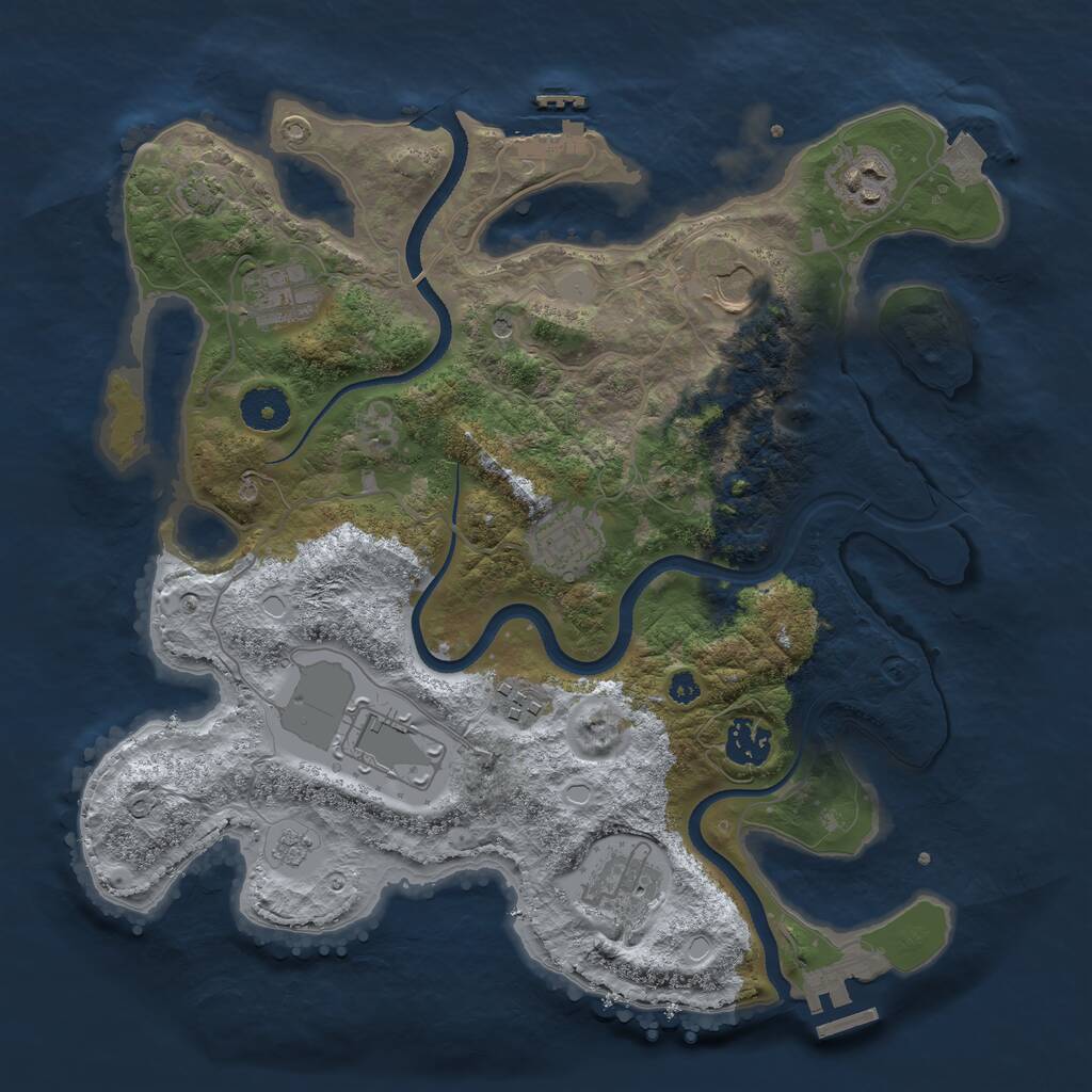 Rust Map: Procedural Map, Size: 3500, Seed: 63434777, 14 Monuments