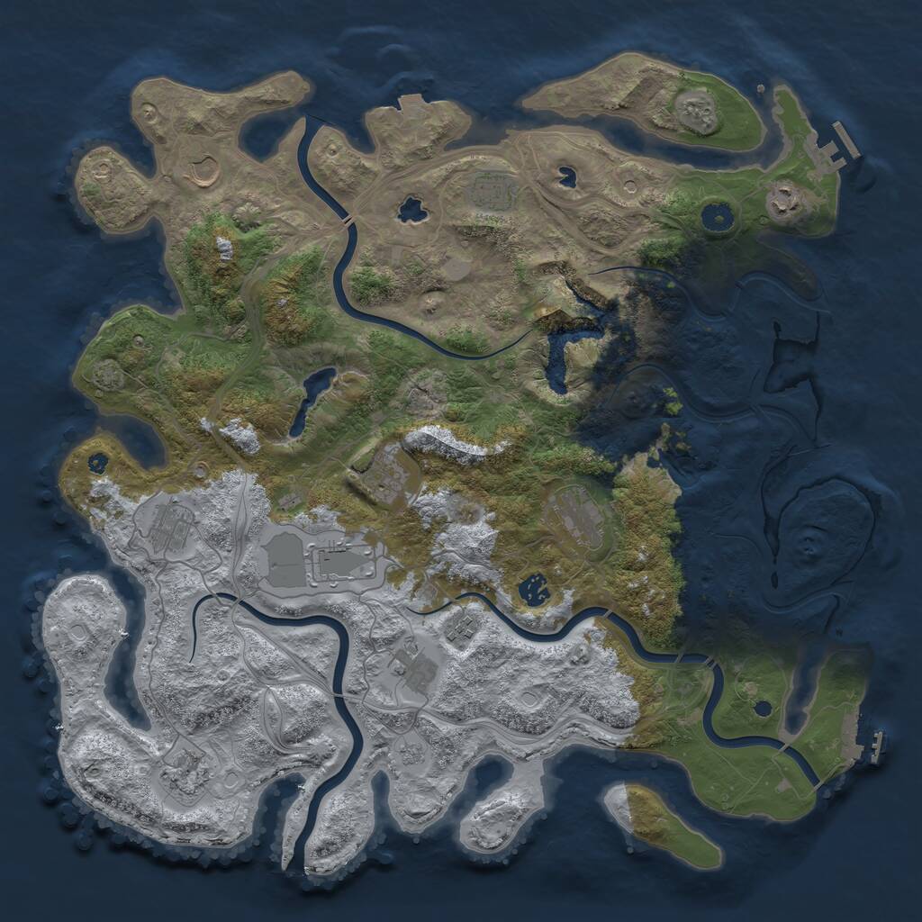 Rust Map: Procedural Map, Size: 4500, Seed: 1231652920, 17 Monuments
