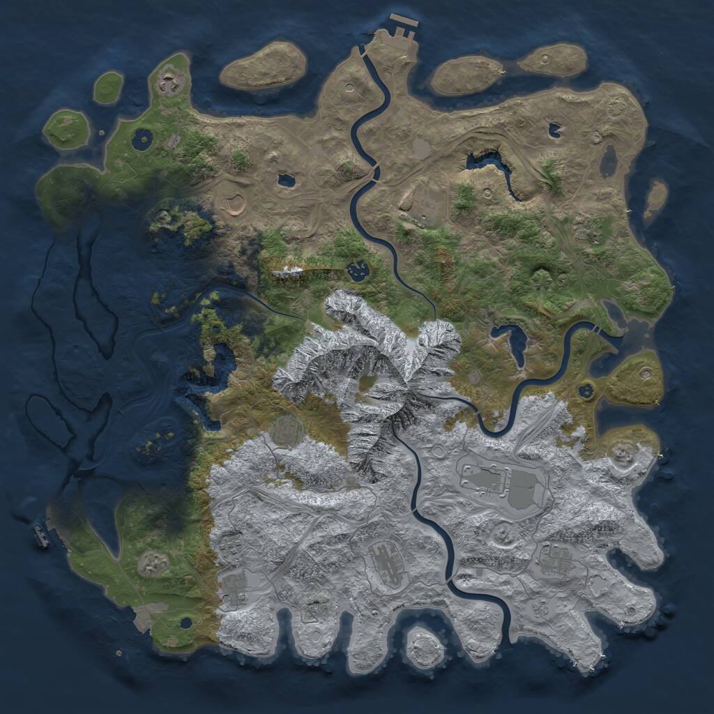 Rust Map: Procedural Map, Size: 5000, Seed: 65820, 17 Monuments