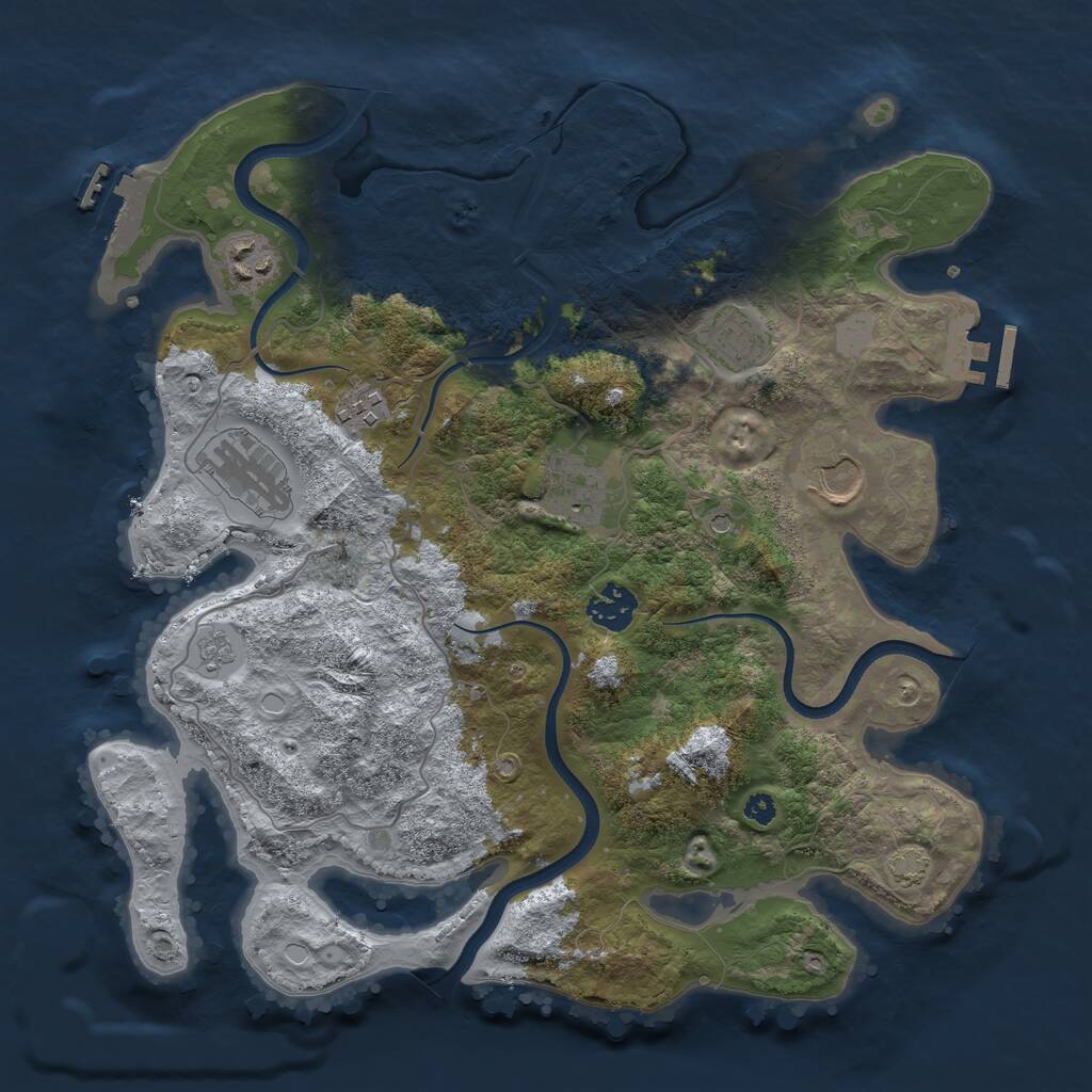 Rust Map: Procedural Map, Size: 3500, Seed: 1939427253, 13 Monuments