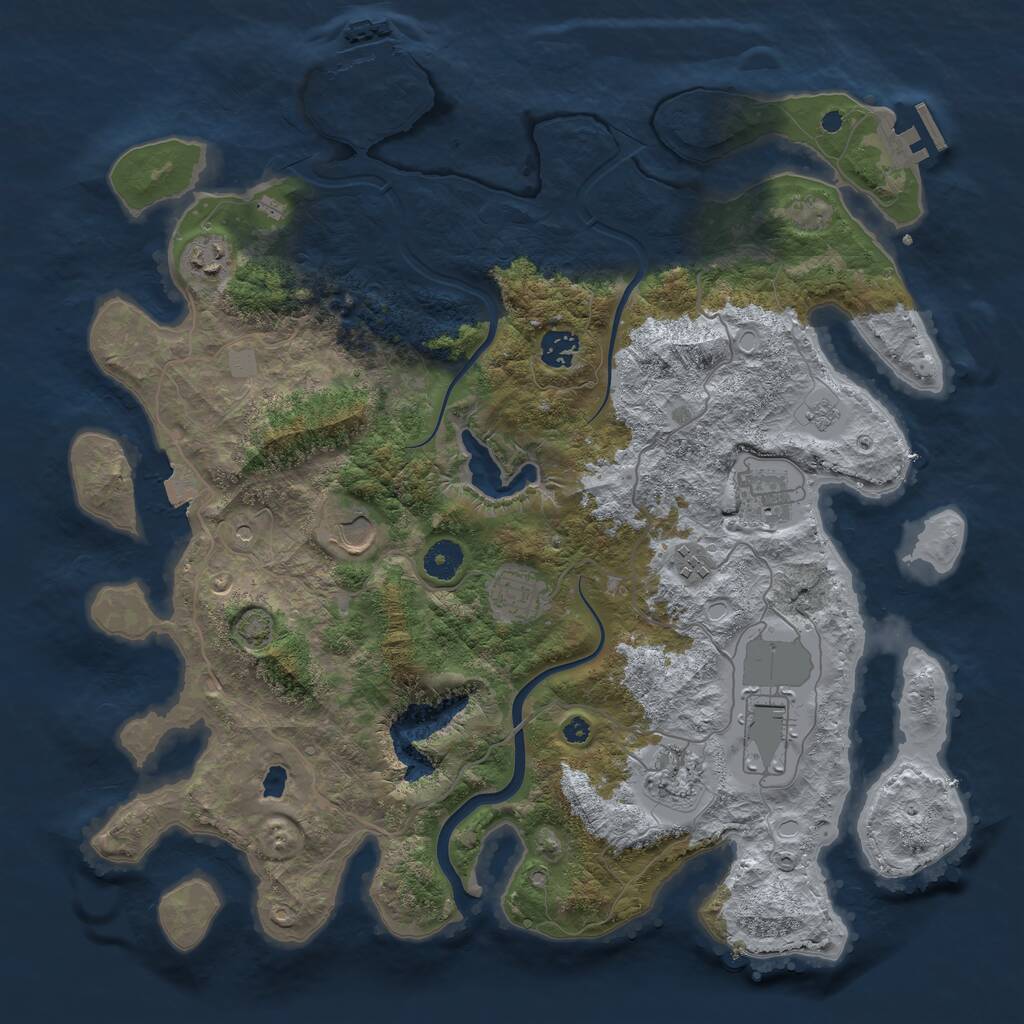 Rust Map: Procedural Map, Size: 4000, Seed: 1443839275, 14 Monuments