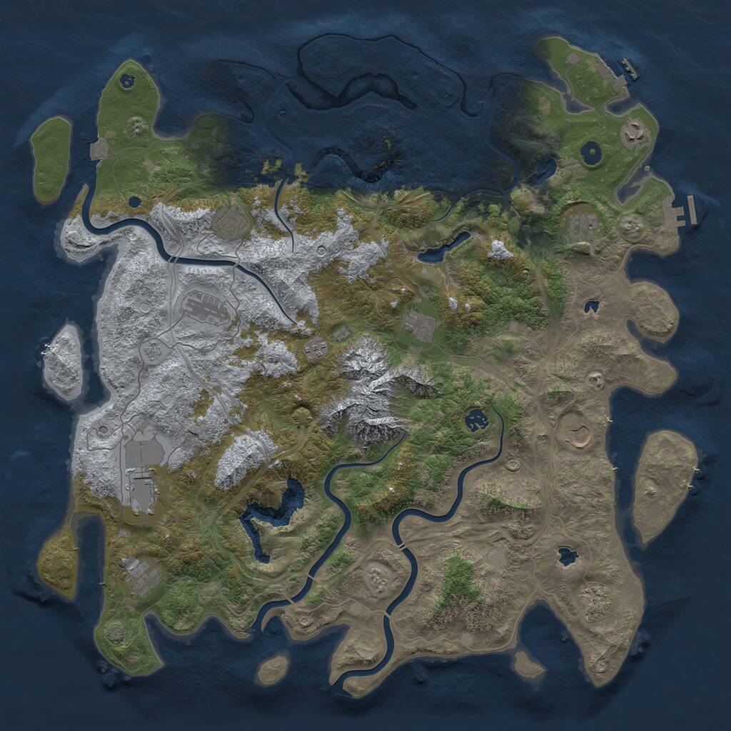 Rust Map: Procedural Map, Size: 5000, Seed: 539595773, 17 Monuments