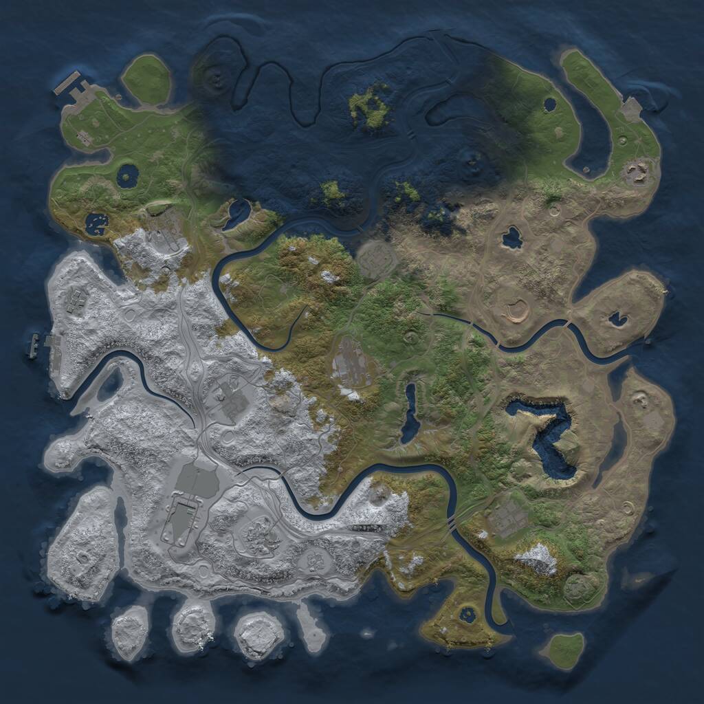 Rust Map: Procedural Map, Size: 4500, Seed: 1352022917, 17 Monuments