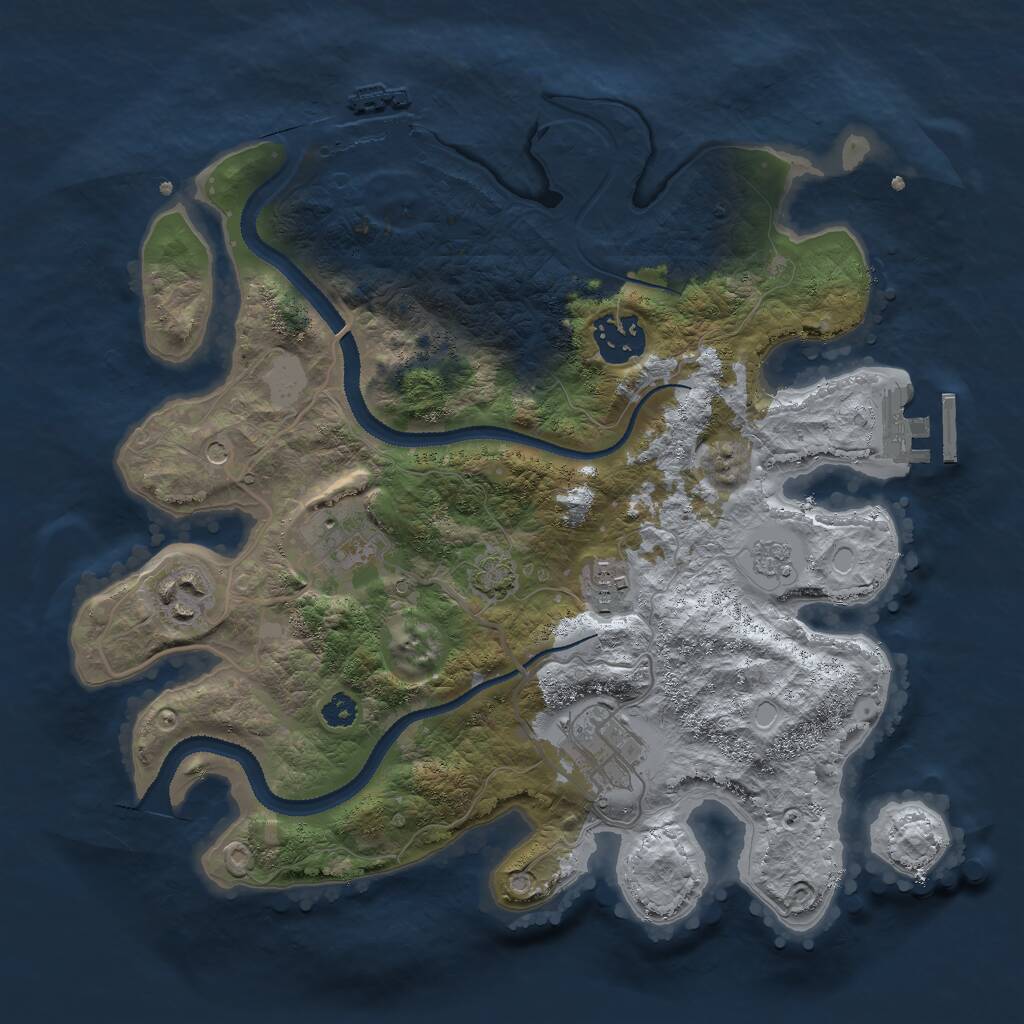 Rust Map: Procedural Map, Size: 3000, Seed: 65824, 11 Monuments