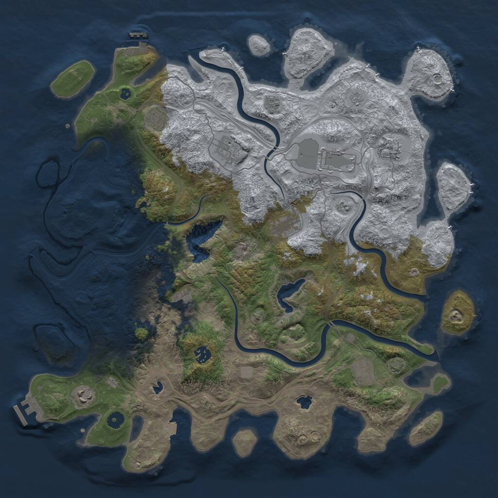 Rust Map: Procedural Map, Size: 4500, Seed: 2087819175, 16 Monuments