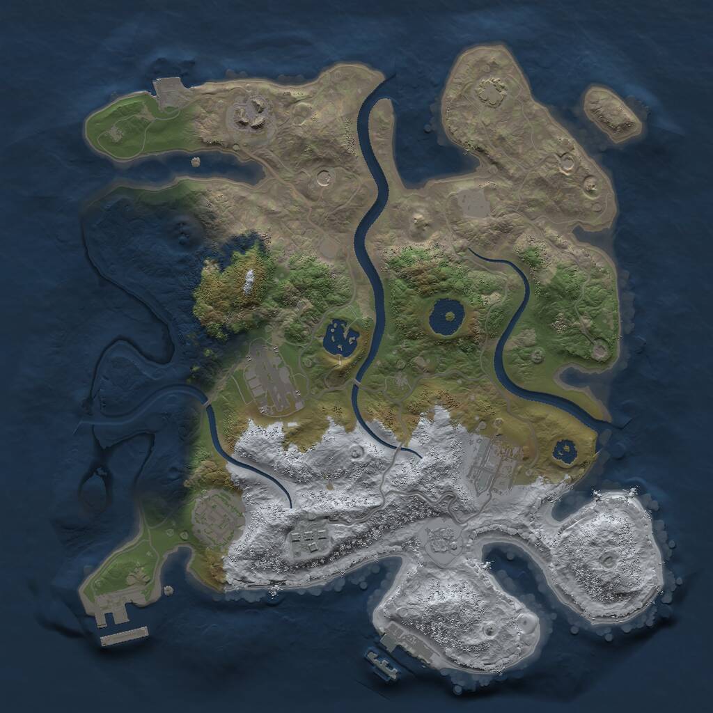 Rust Map: Procedural Map, Size: 3000, Seed: 702907, 12 Monuments