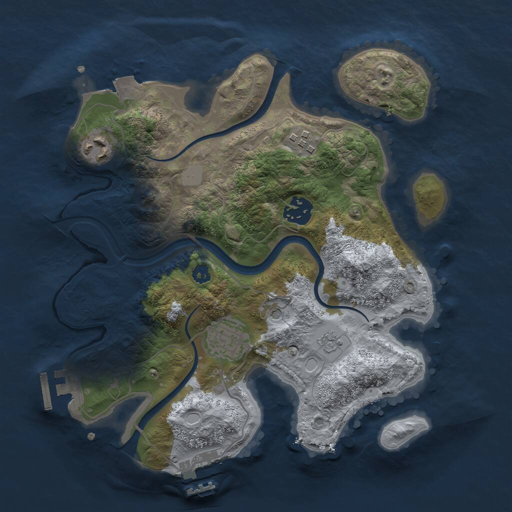 Rust Map: Procedural Map, Size: 2750, Seed: 49490077, 9 Monuments