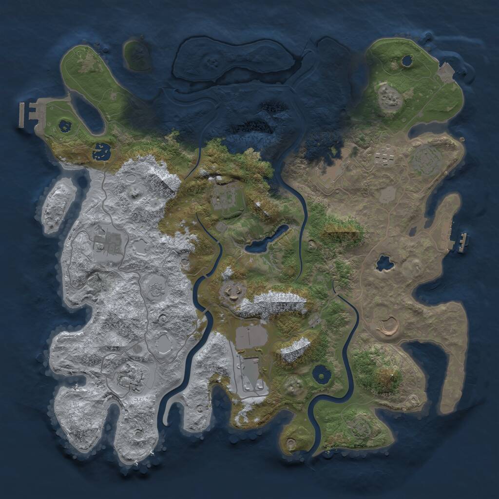Rust Map: Procedural Map, Size: 4000, Seed: 358402171, 16 Monuments