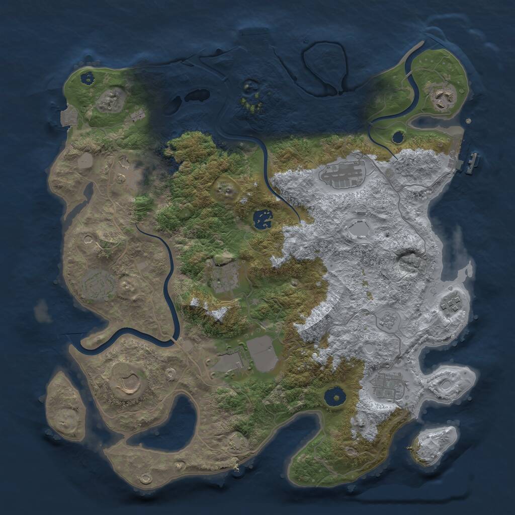 Rust Map: Procedural Map, Size: 3800, Seed: 881101503, 16 Monuments