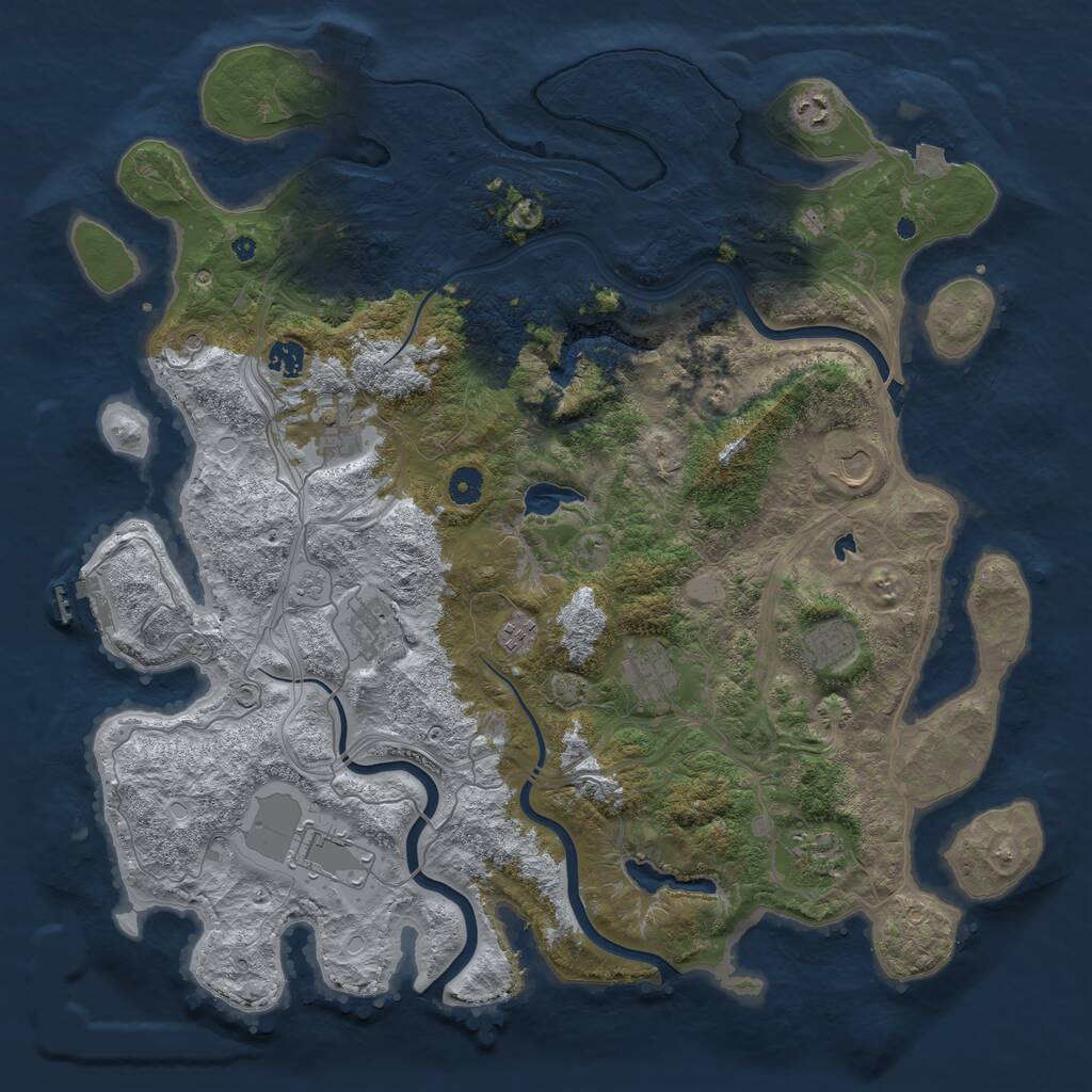 Rust Map: Procedural Map, Size: 4500, Seed: 1009, 16 Monuments