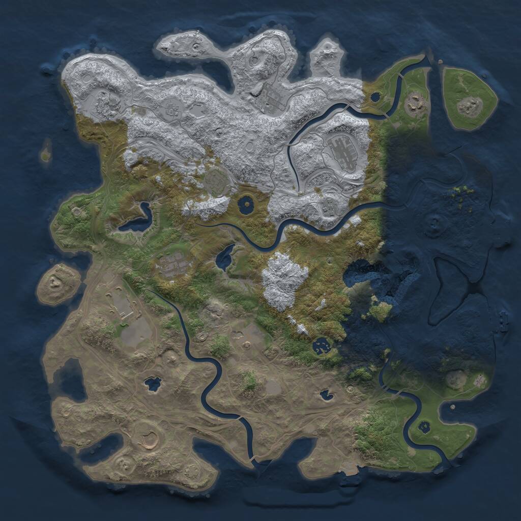 Rust Map: Procedural Map, Size: 4500, Seed: 565914553, 17 Monuments
