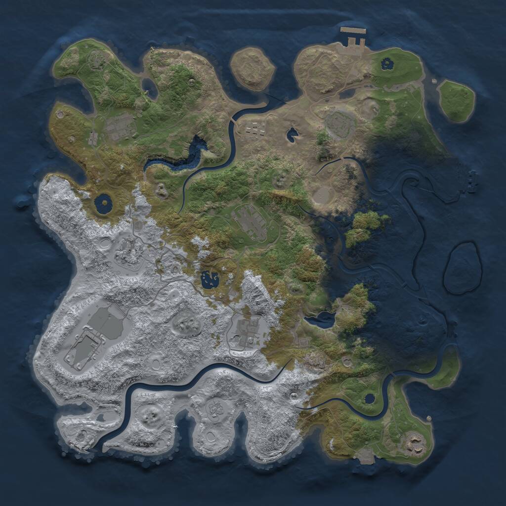 Rust Map: Procedural Map, Size: 4000, Seed: 1889631864, 15 Monuments