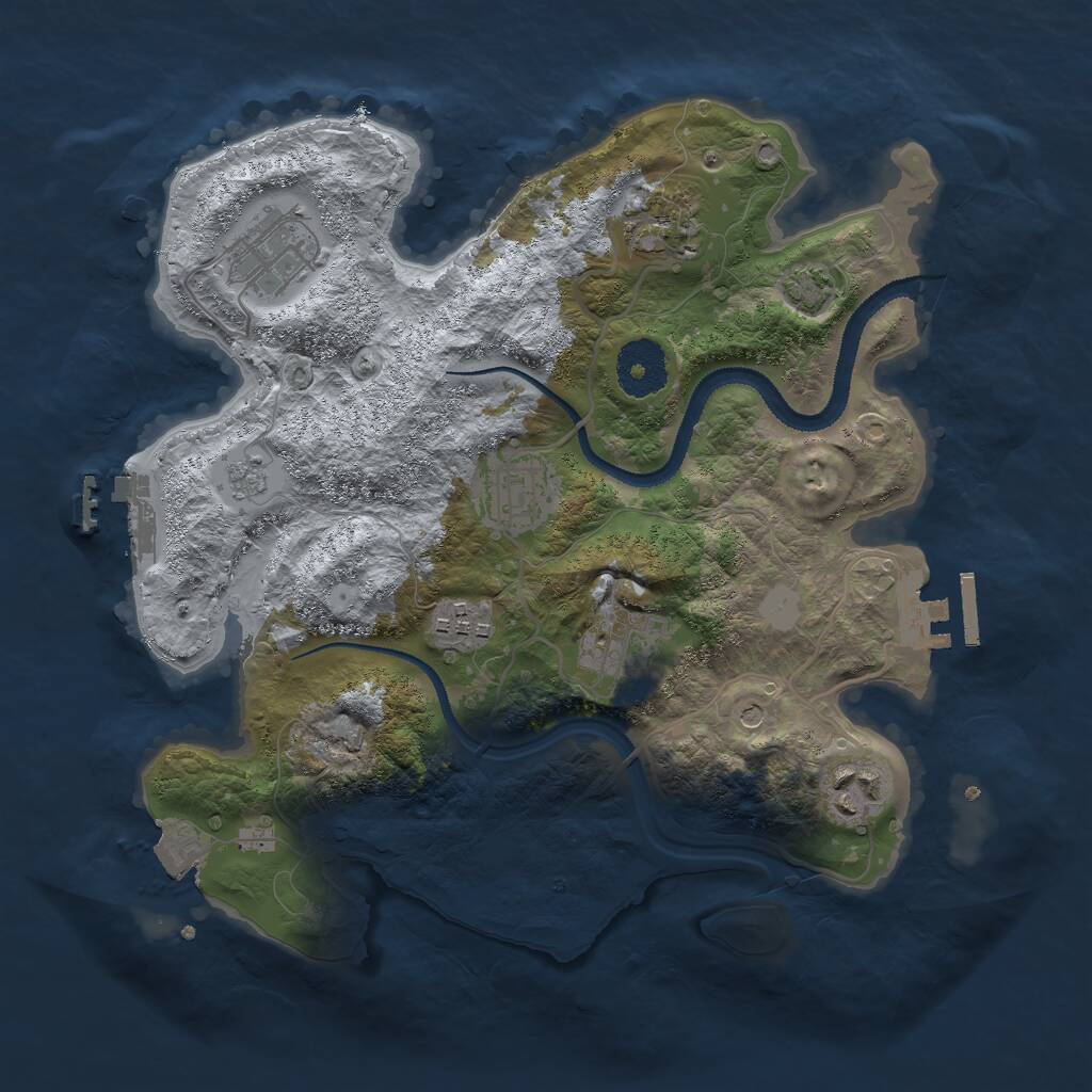 Rust Map: Procedural Map, Size: 3000, Seed: 21977, 12 Monuments