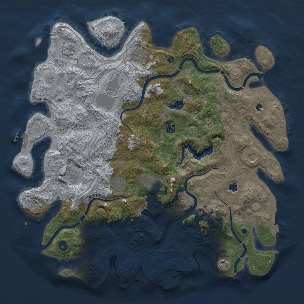 Rust Map: Procedural Map, Size: 4500, Seed: 232418000, 16 Monuments