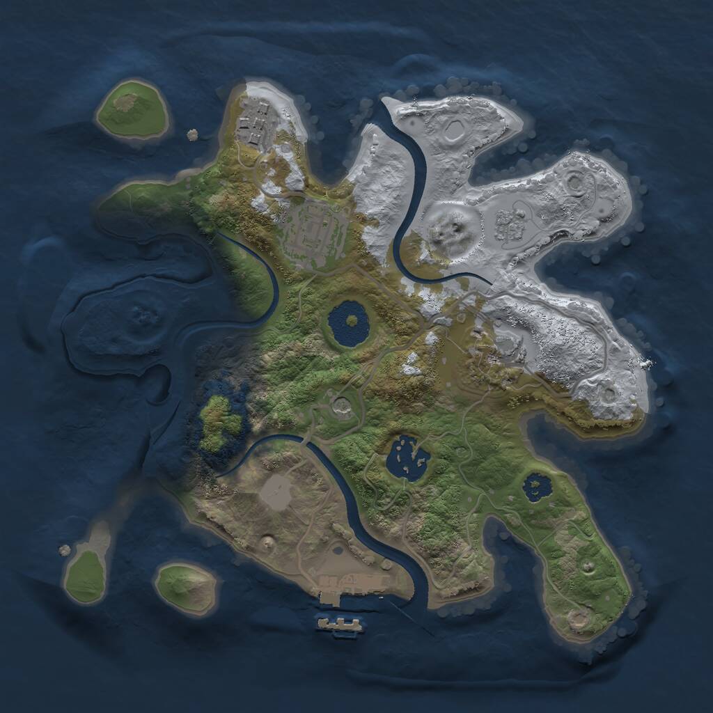 Rust Map: Procedural Map, Size: 2500, Seed: 1560227539, 8 Monuments