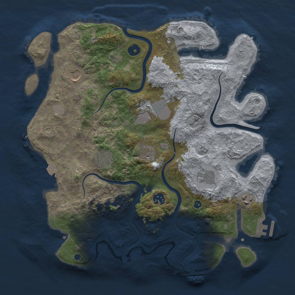 Rust Map: Procedural Map, Size: 3750, Seed: 907328590, 14 Monuments