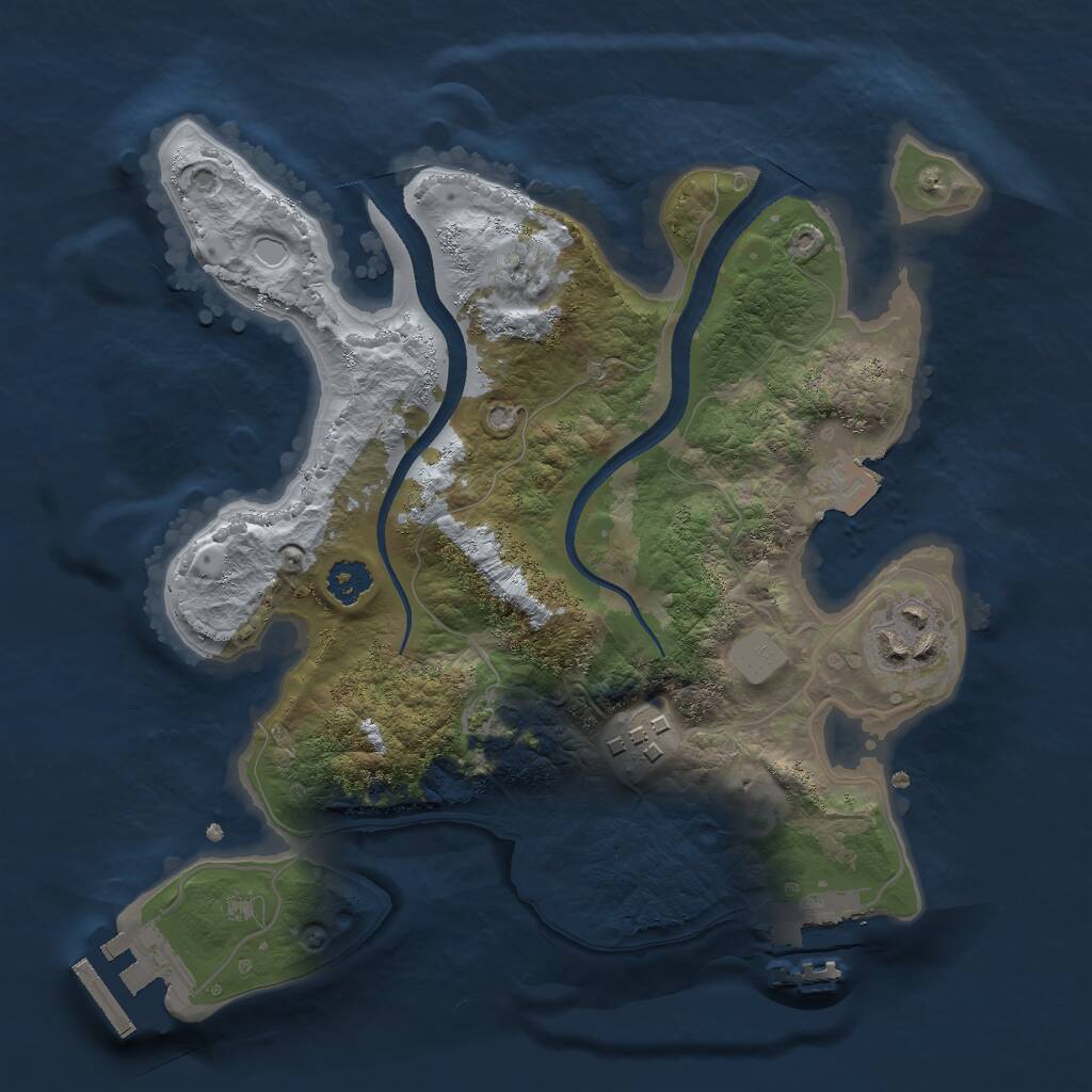 Rust Map: Procedural Map, Size: 2500, Seed: 200253884, 6 Monuments