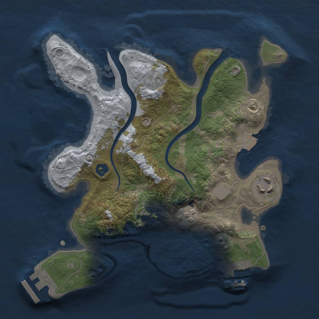 Rust Map: Procedural Map, Size: 2500, Seed: 200253884, 6 Monuments