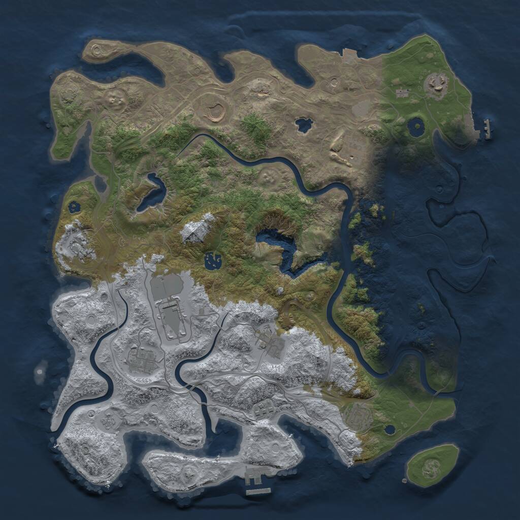 Rust Map: Procedural Map, Size: 4250, Seed: 1336638086, 16 Monuments