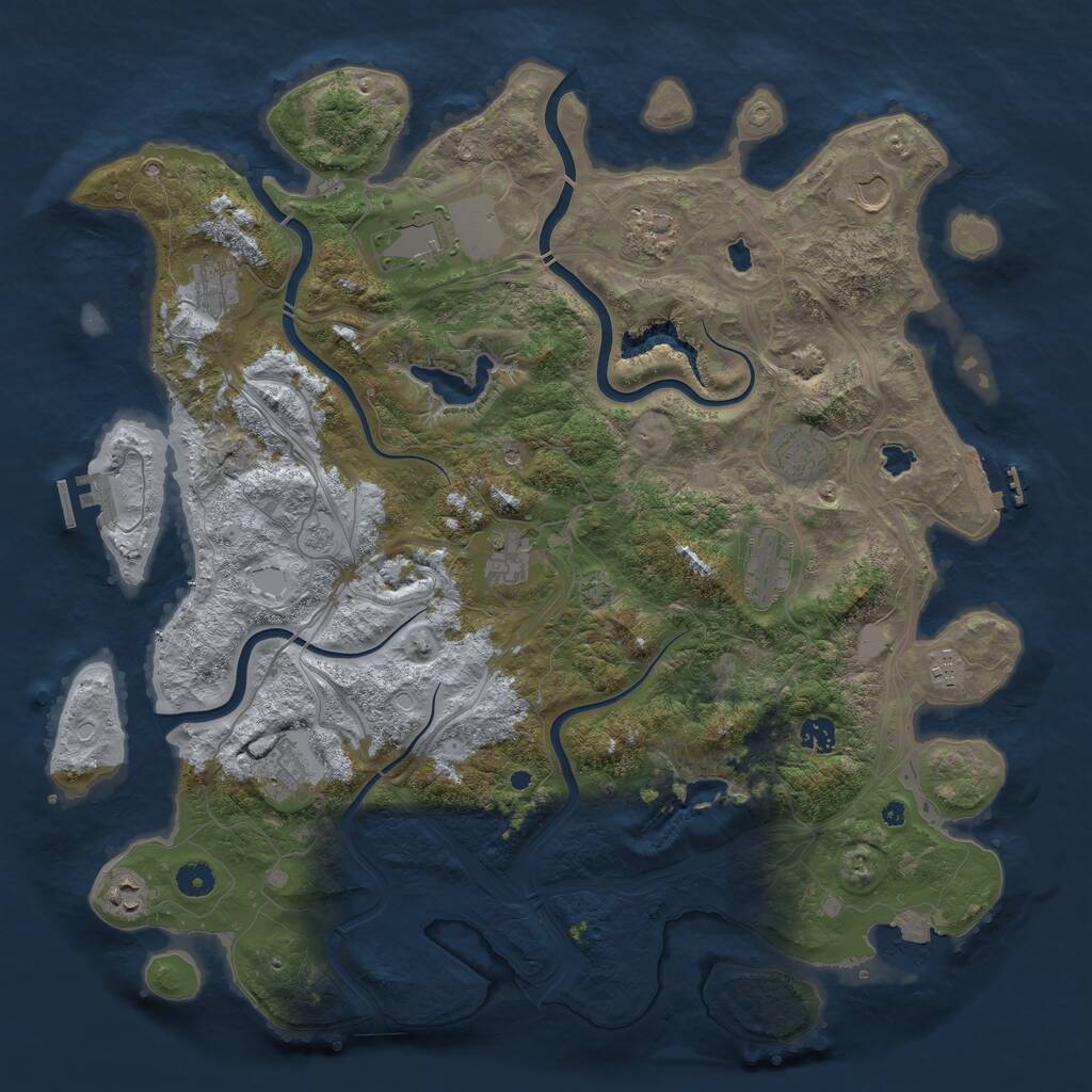 Rust Map: Procedural Map, Size: 4500, Seed: 272177587, 17 Monuments