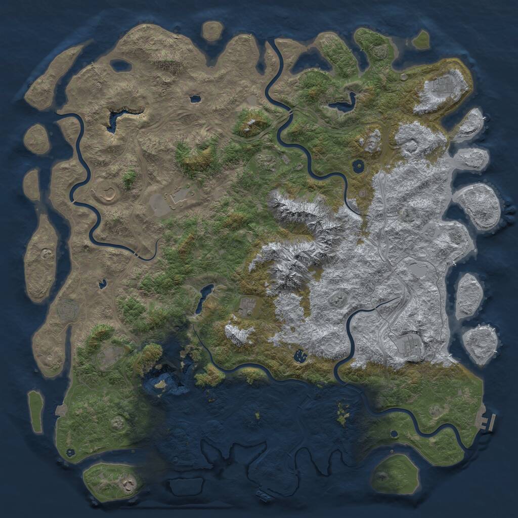 Rust Map: Procedural Map, Size: 6000, Seed: 29683159, 17 Monuments