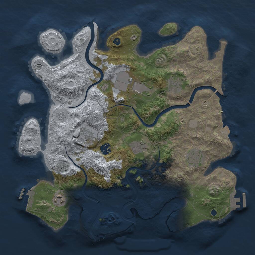 Rust Map: Procedural Map, Size: 3500, Seed: 4996, 14 Monuments