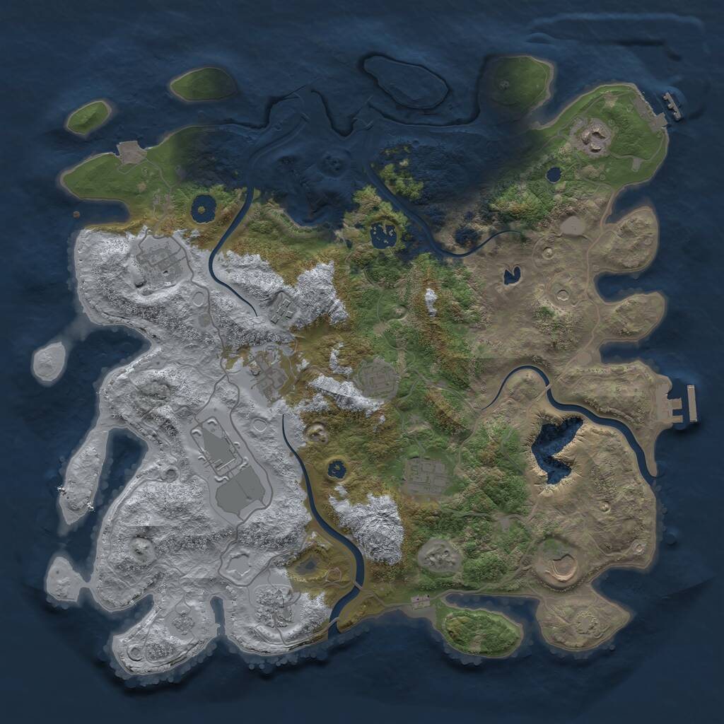 Rust Map: Procedural Map, Size: 4000, Seed: 38753364, 16 Monuments