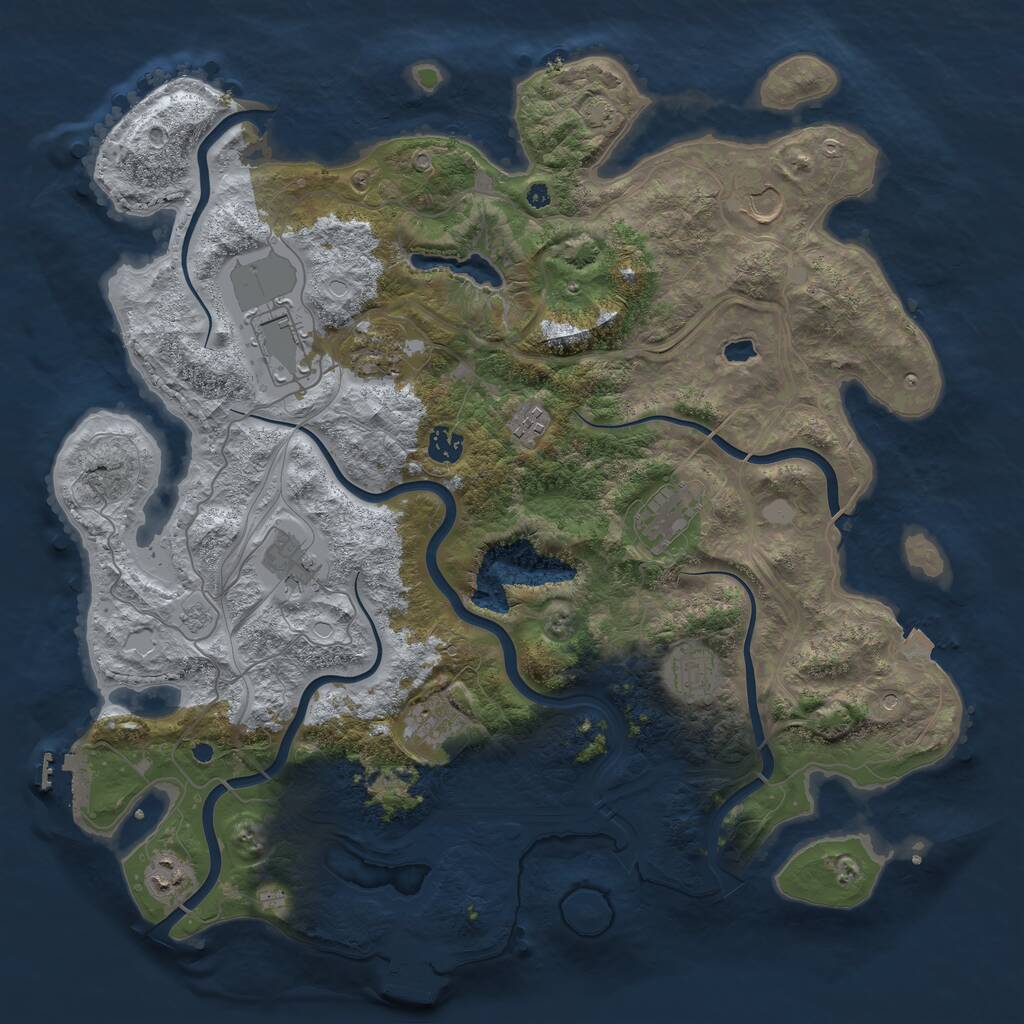Rust Map: Procedural Map, Size: 4250, Seed: 1073399501, 16 Monuments