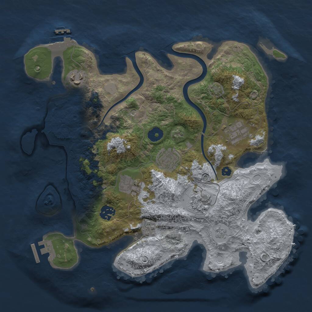 Rust Map: Procedural Map, Size: 3202, Seed: 1827, 13 Monuments
