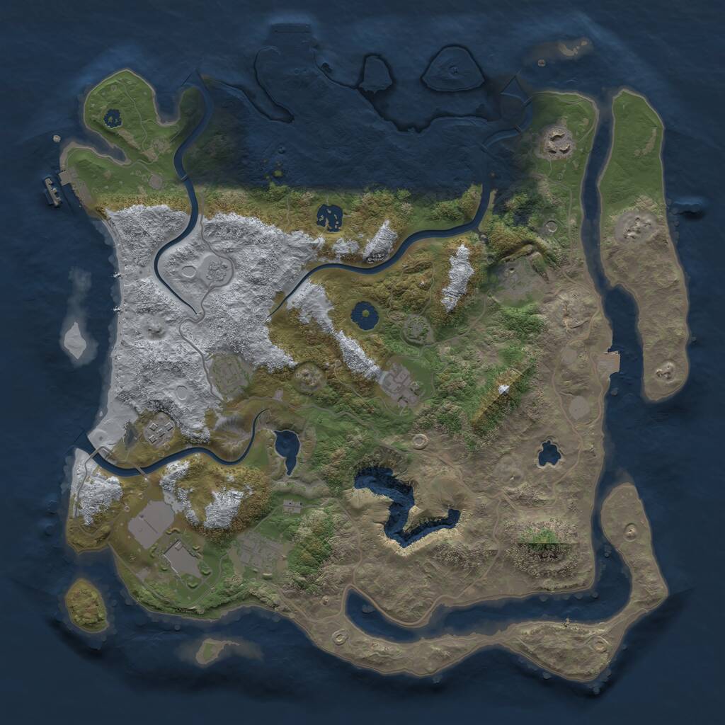Rust Map: Procedural Map, Size: 4000, Seed: 5215, 14 Monuments