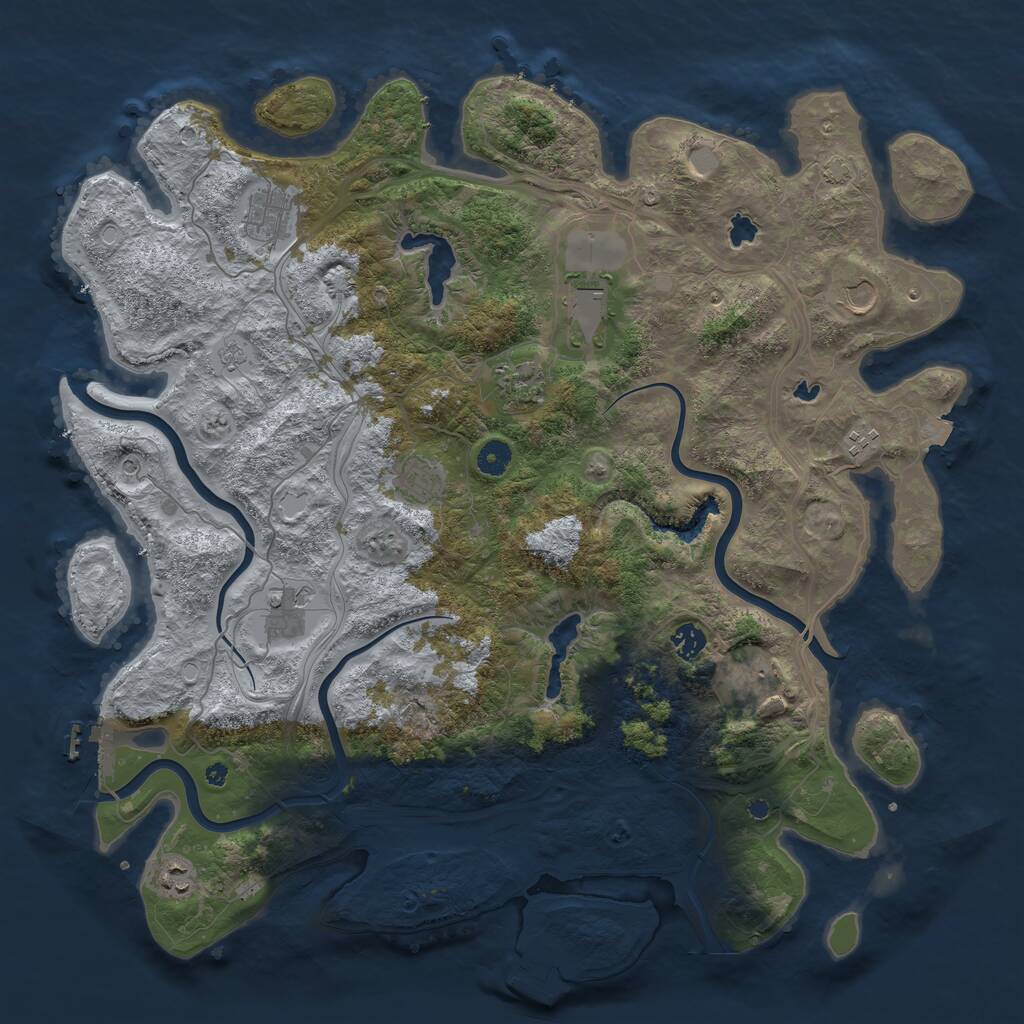 Rust Map: Procedural Map, Size: 4500, Seed: 409882078, 16 Monuments