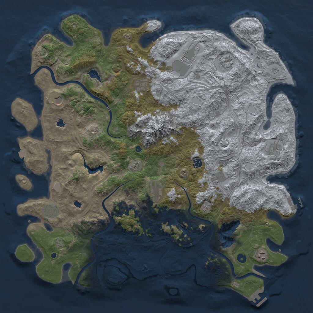 Rust Map: Procedural Map, Size: 5000, Seed: 796238683, 17 Monuments