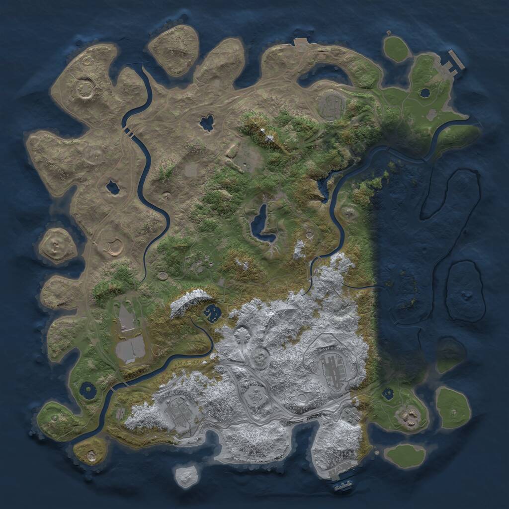 Rust Map: Procedural Map, Size: 4500, Seed: 1676266970, 16 Monuments