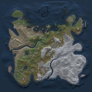 Thumbnail Rust Map: Procedural Map, Size: 3750, Seed: 1156689815, 15 Monuments
