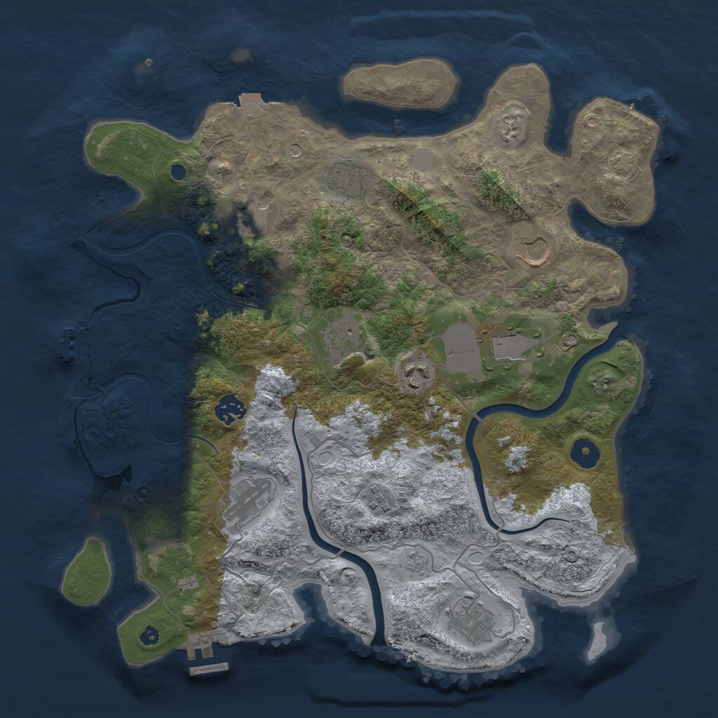 Rust Map: Procedural Map, Size: 3750, Seed: 1349871363, 16 Monuments