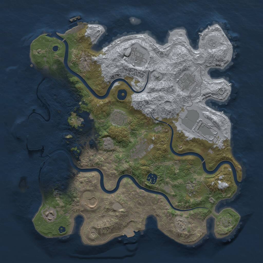 Rust Map: Procedural Map, Size: 3750, Seed: 878536229, 17 Monuments