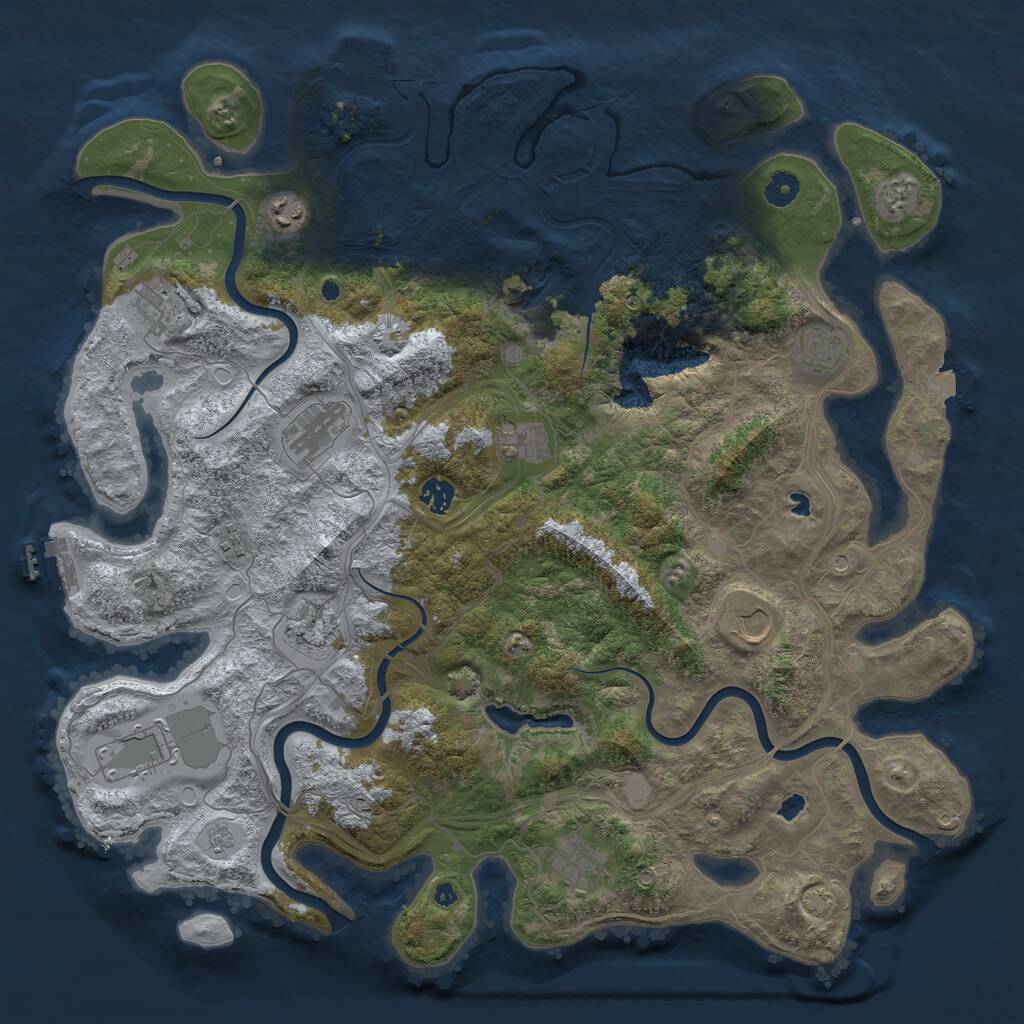 Rust Map: Procedural Map, Size: 4500, Seed: 1609707474, 17 Monuments