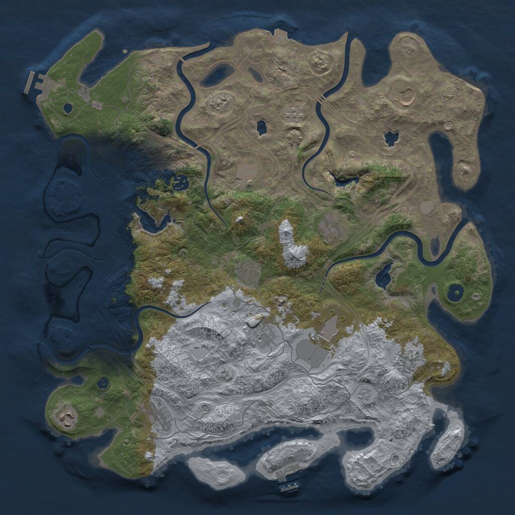 Rust Map: Procedural Map, Size: 4500, Seed: 457021624, 17 Monuments