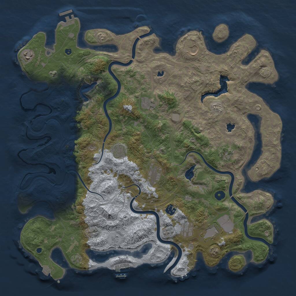 Rust Map: Procedural Map, Size: 4500, Seed: 1205972854, 16 Monuments